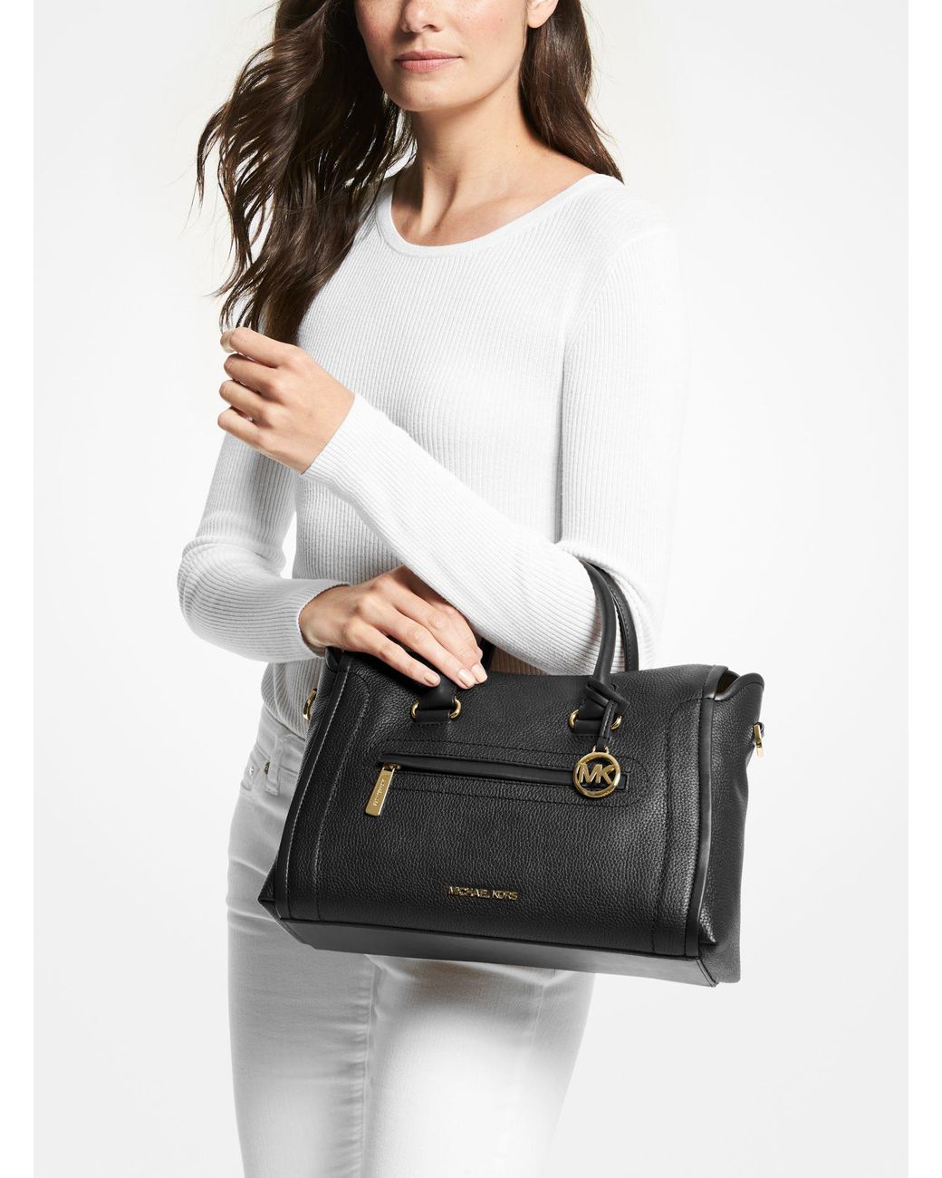 Carine medium pebbled leather satchel 2025
