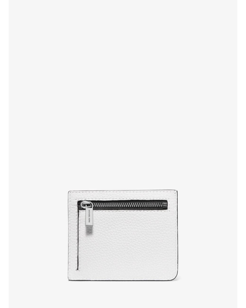 Michael Kors White Mk Hudson Pebbled Leather Card Case for men