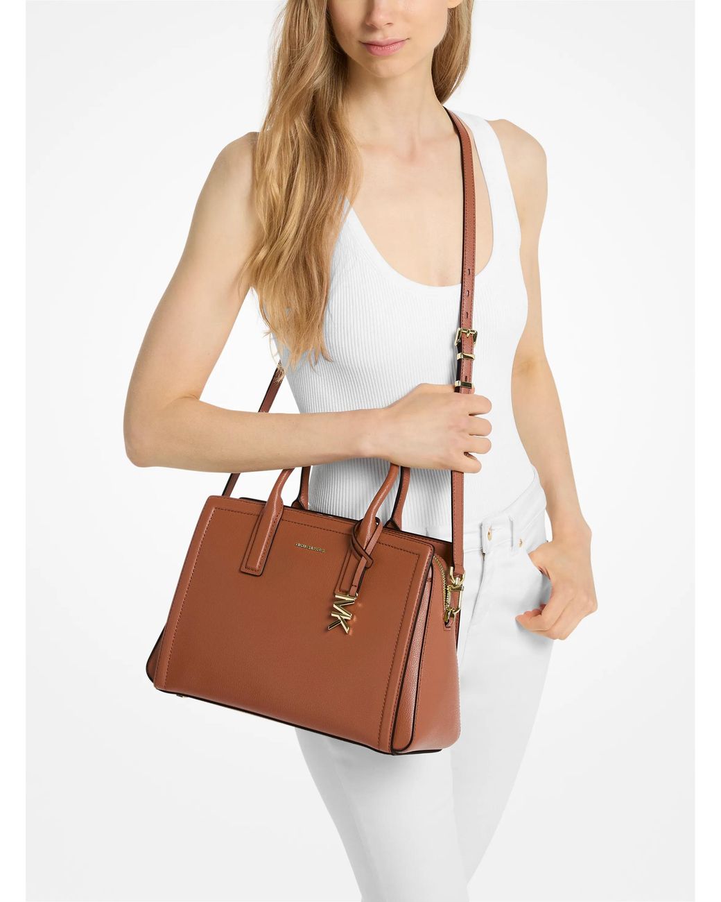 MICHAEL Michael Kors Brown Laila Medium Leather Satchel