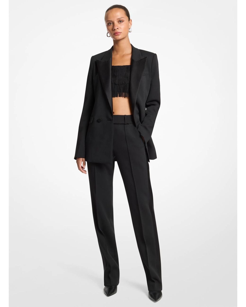 MICHAEL Michael Kors Black Mk Stretch Crepe Tuxedo Trousers