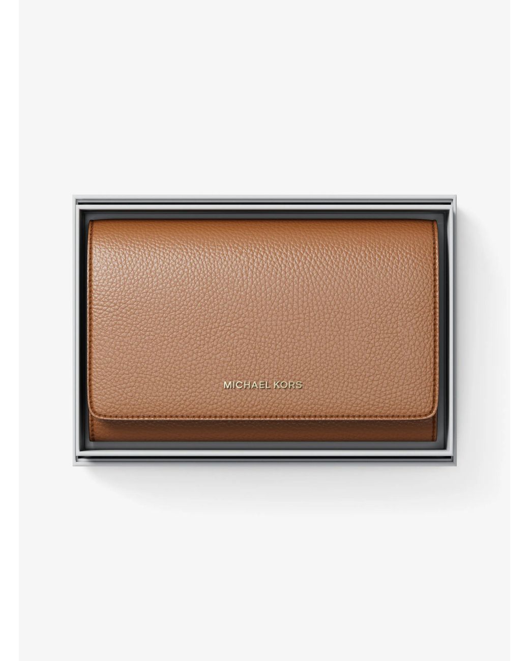 MICHAEL Michael Kors Brown Mk Jet Set Large Pebbled Leather Wallet