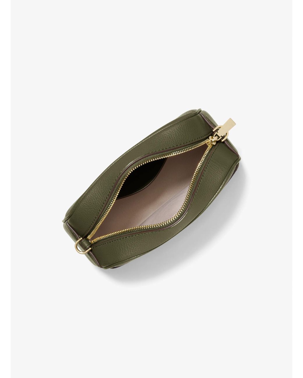 Michael Kors Green Mk Jet Set Small Leather Camera Crossbody Bag