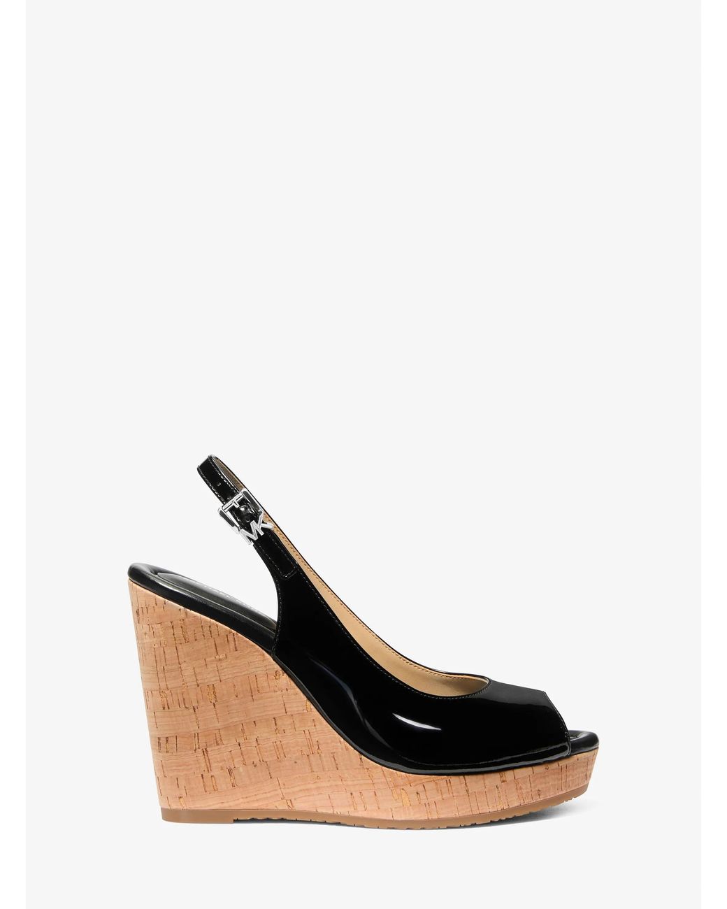 MICHAEL Michael Kors White Mk Rosie Patent Leather Wedge Sandal