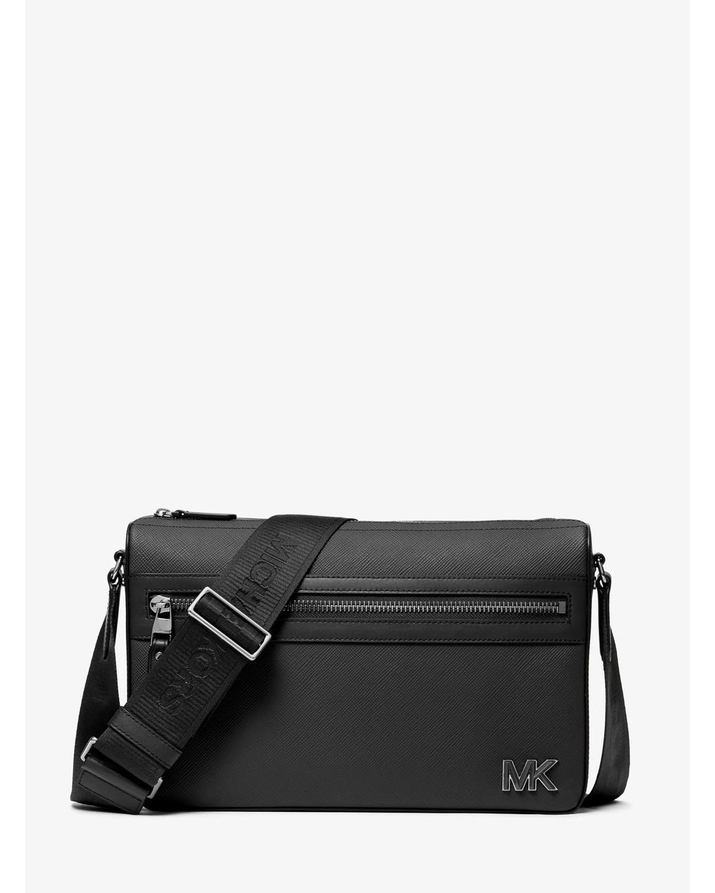 Michael Kors Black Mk Edison Medium Saffiano Leather Messenger Bag for men