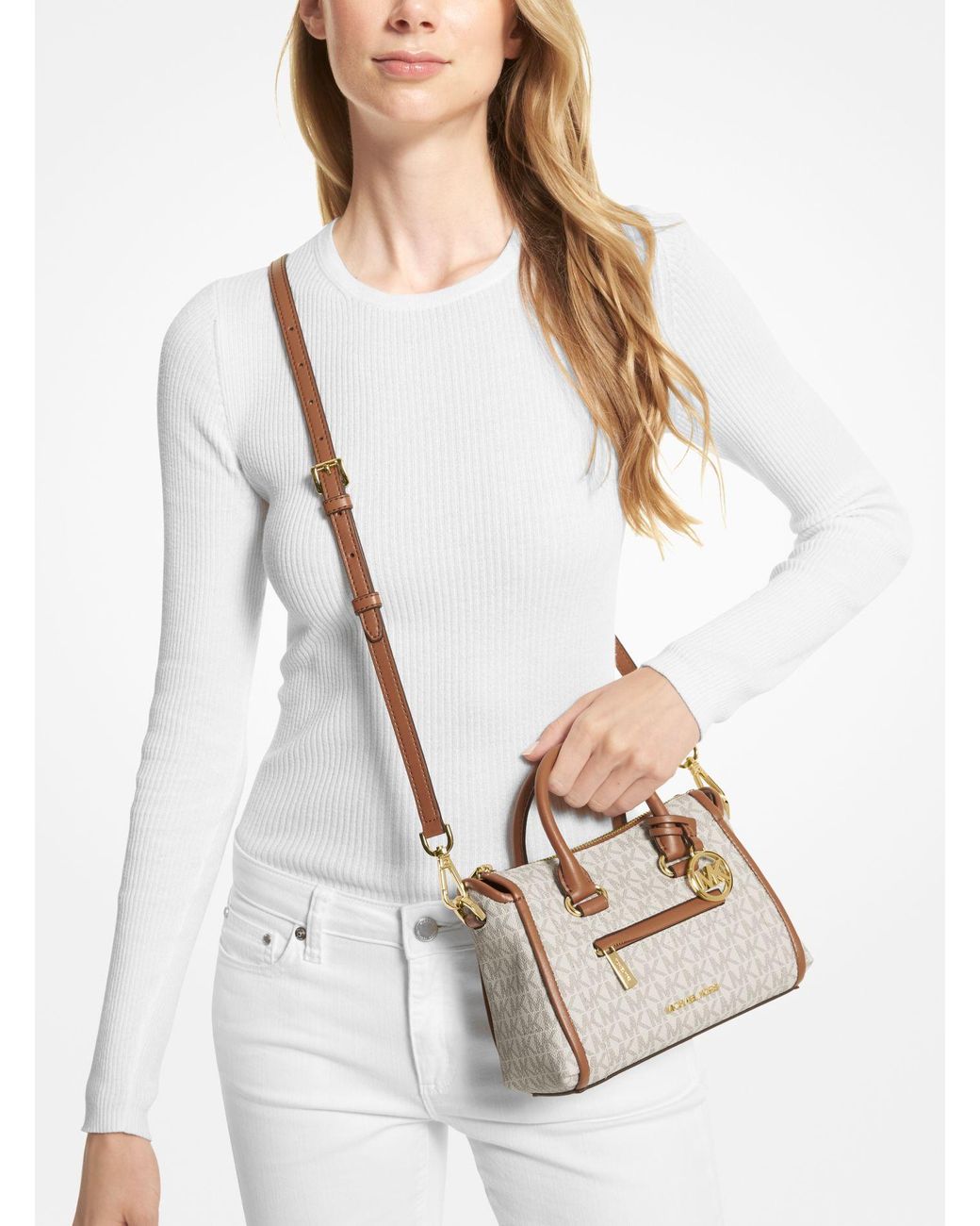 Carine small logo satchel deals