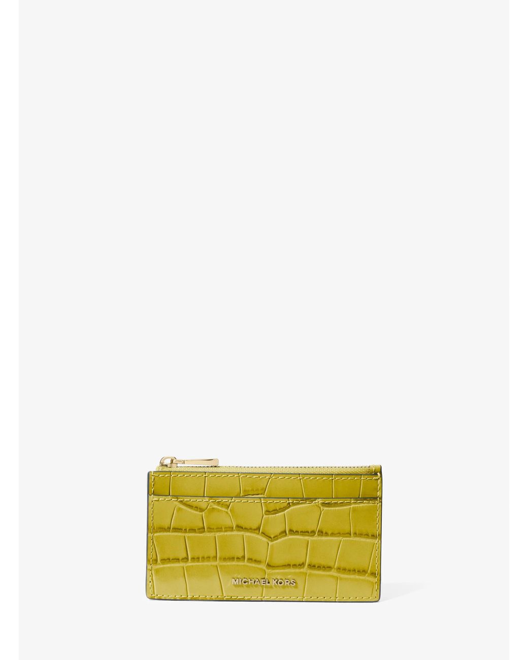 MICHAEL Michael Kors Yellow Mk Jet Set Small Crocodile Embossed Leather Card Case