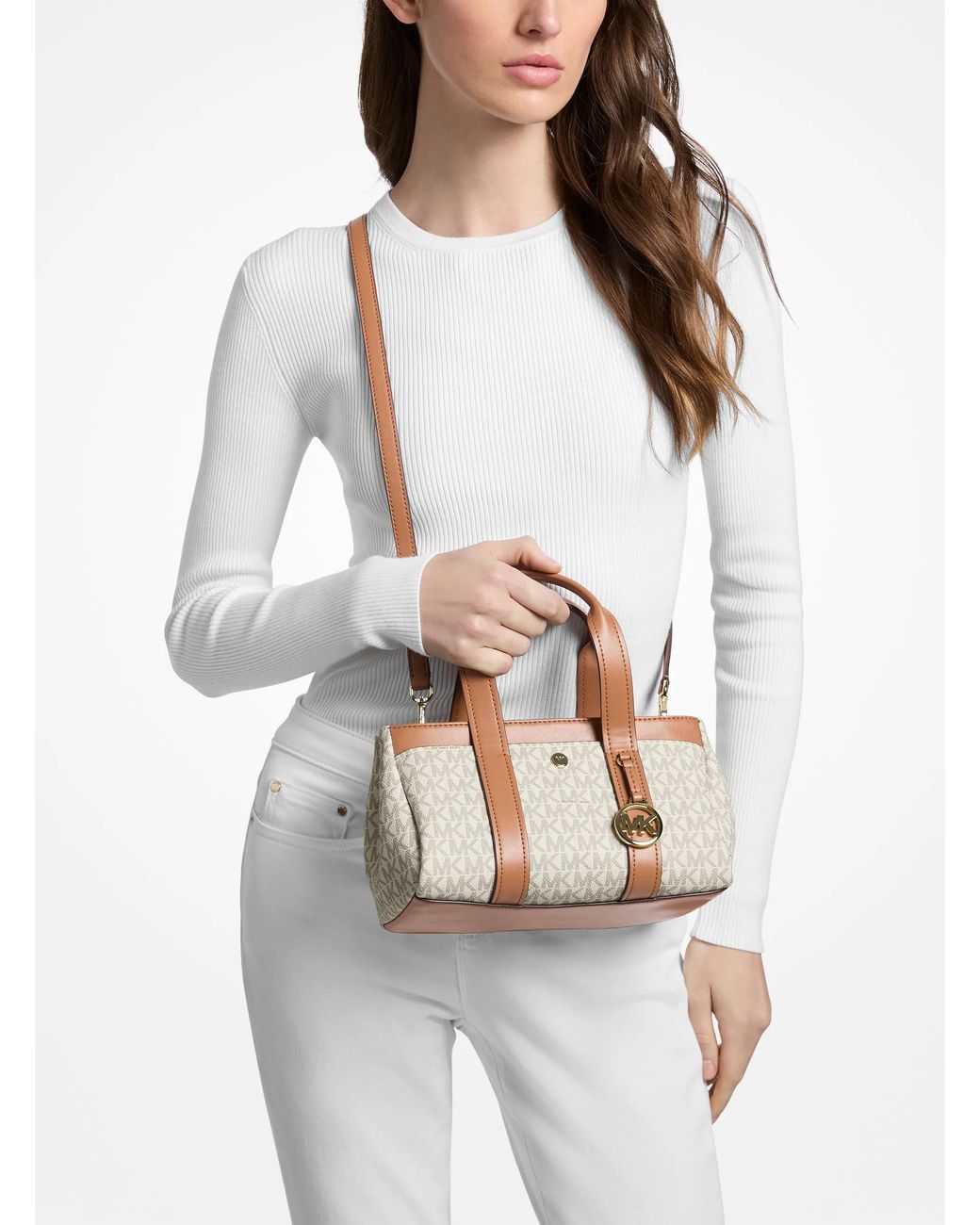 MICHAEL Michael Kors Natural Mk Foster Extra-Small Signature Logo Satchel