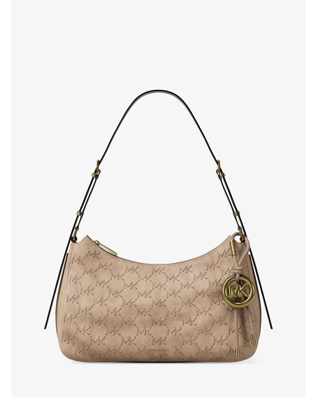 Michael Kors Natural Nolita Medium Whipstitched Logo Leather Shoulder Bag
