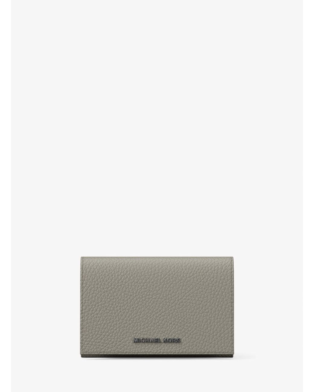 Michael Kors Gray Hudson Pebbled Leather Card Case for men
