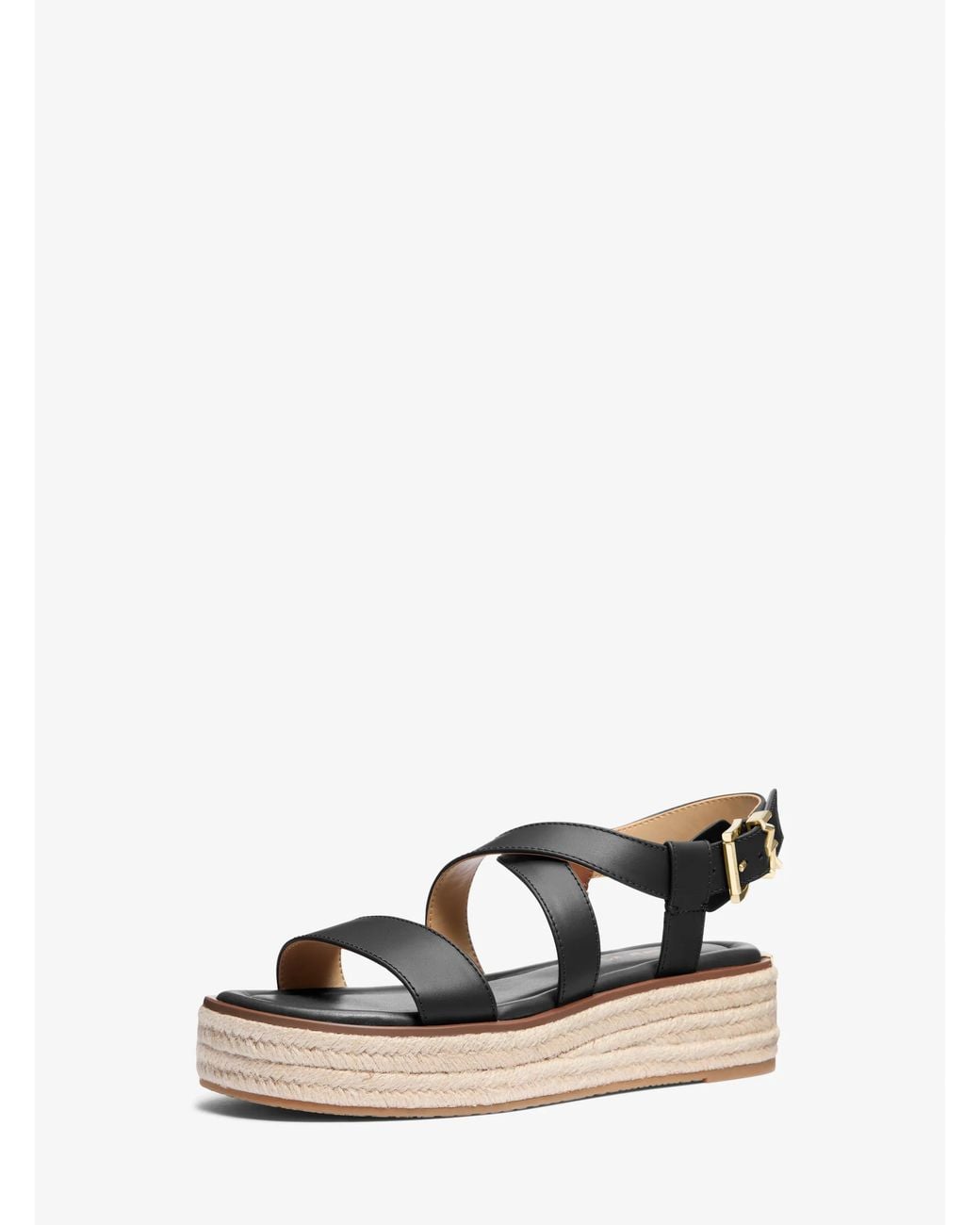 MICHAEL Michael Kors White Mk Lynn Leather Platform Espadrille Sandal