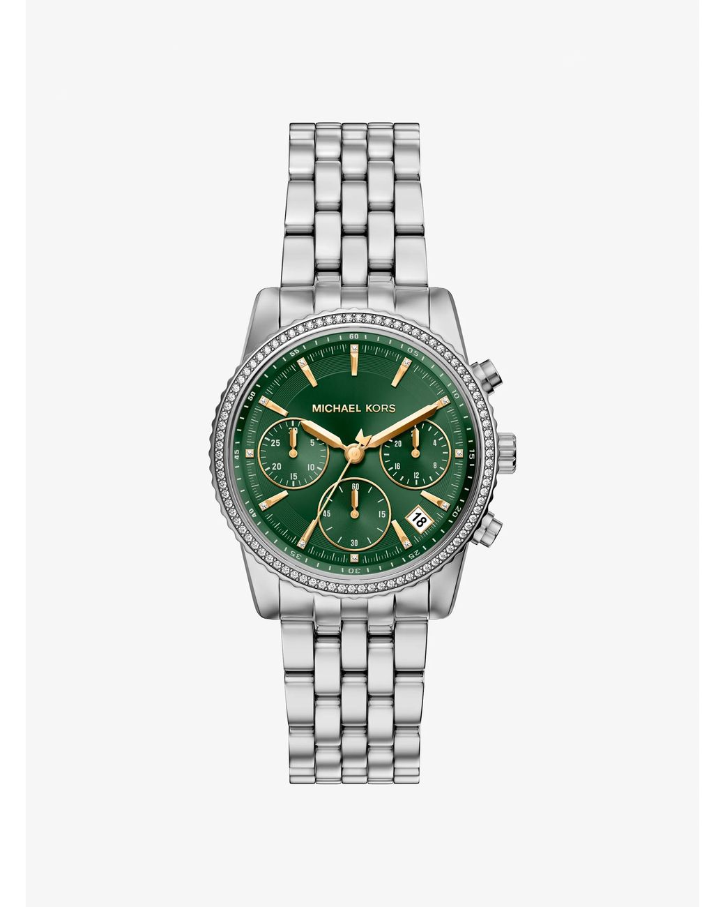 Michael Kors Green Mk Bryant Pavé-Tone Watch