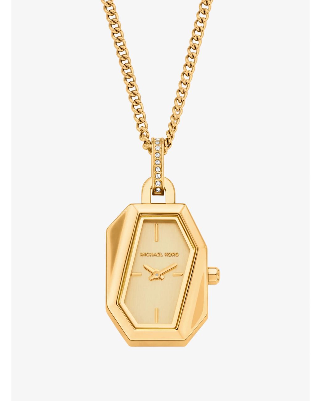 Michael Kors White Mk Suri-Tone Watch Necklace