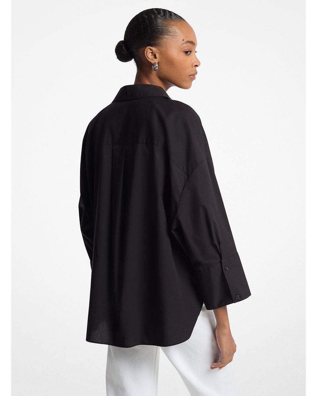 MICHAEL Michael Kors Black Mk Stretch Cotton Poplin Shirt