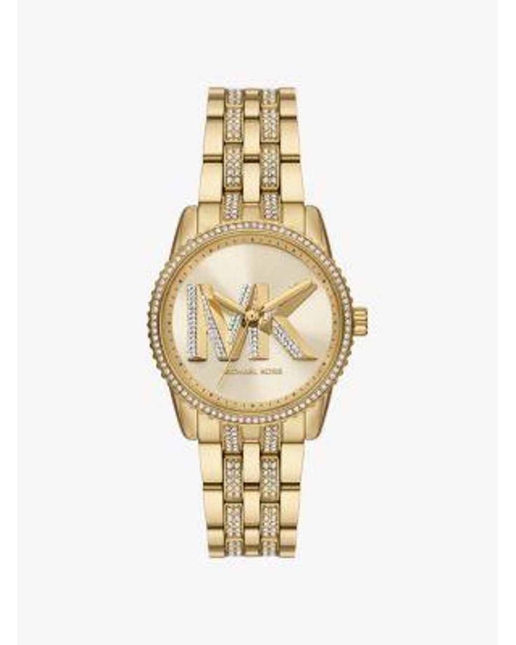 Michael Kors Metallic Mk Mini Bryant Pavé Logo-Tone Watch