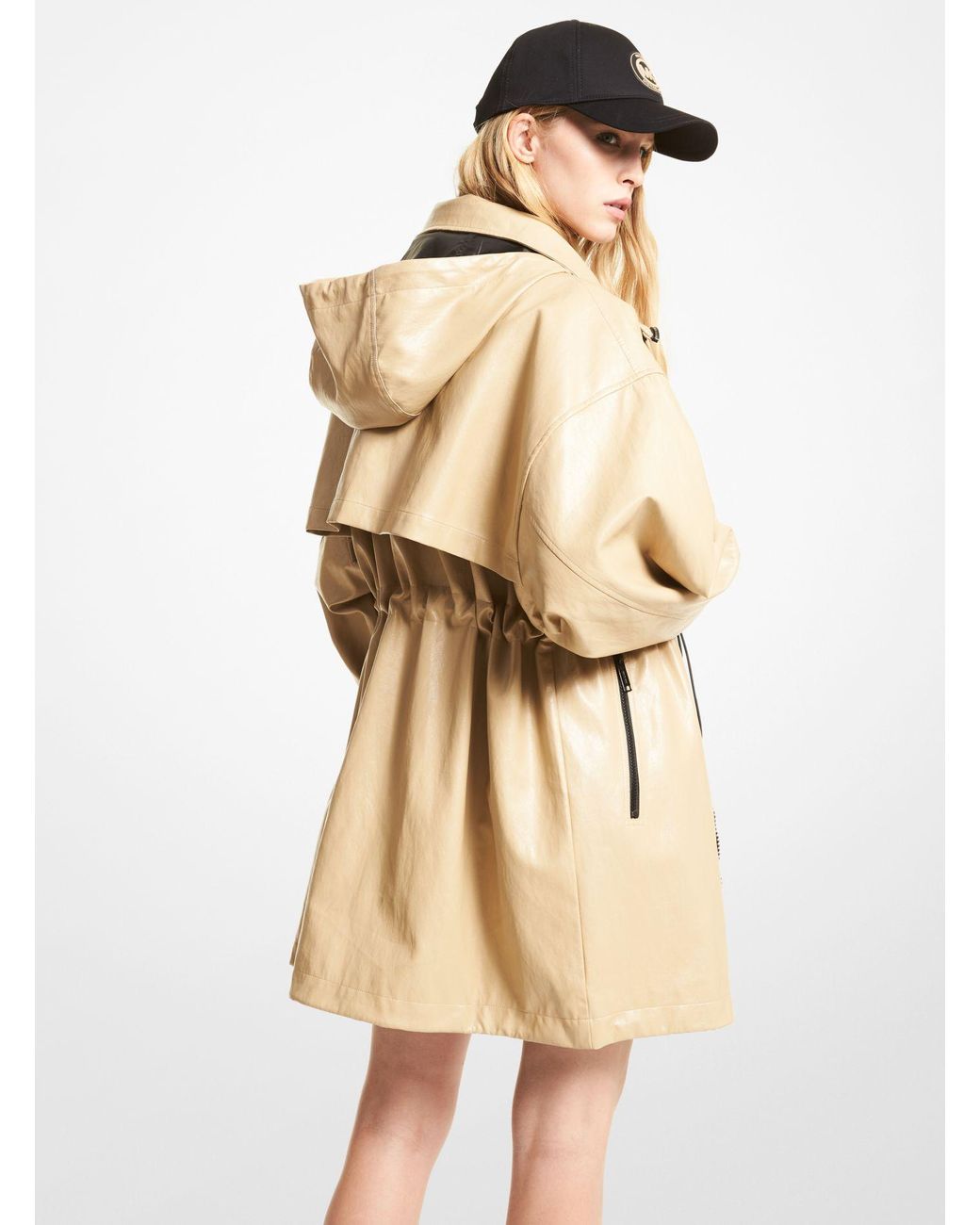 Michael Kors Faux Leather Anorak in Natural | Lyst