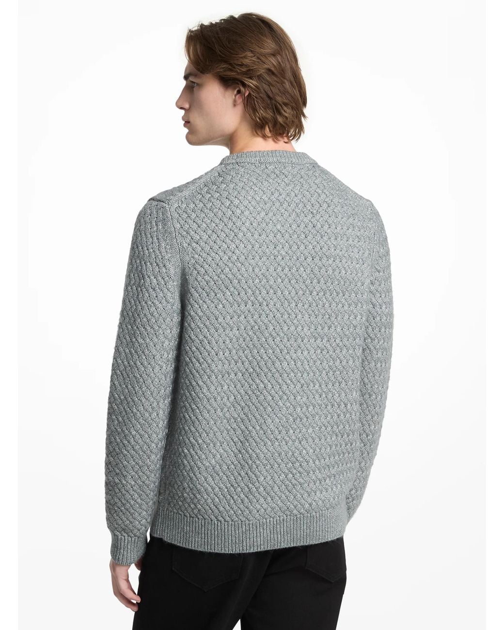 Michael Kors Gray Mk Crosshatch Cotton Blend Jumper for men