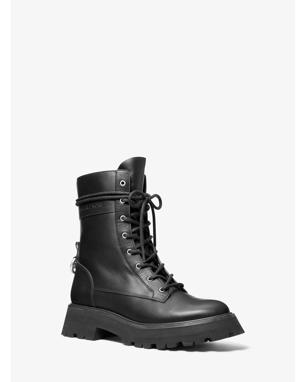 MICHAEL Michael Kors Black Michael Kors Caleb Leather Combat Boot