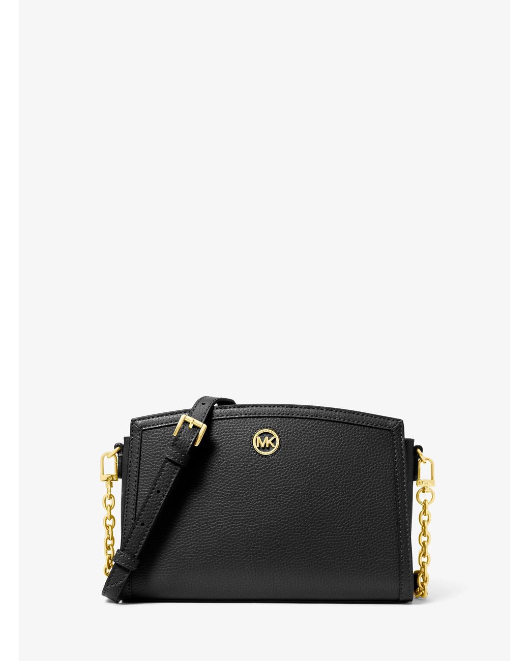 MICHAEL Michael Kors Black Chantal Large Pebbled Leather Crossbody Bag