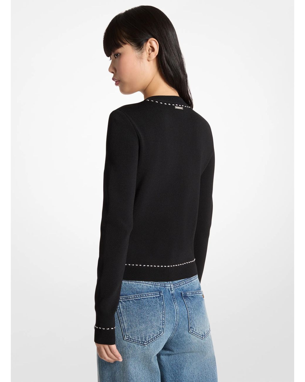 MICHAEL Michael Kors Black Mk Studded Stretch Knit Cardigan
