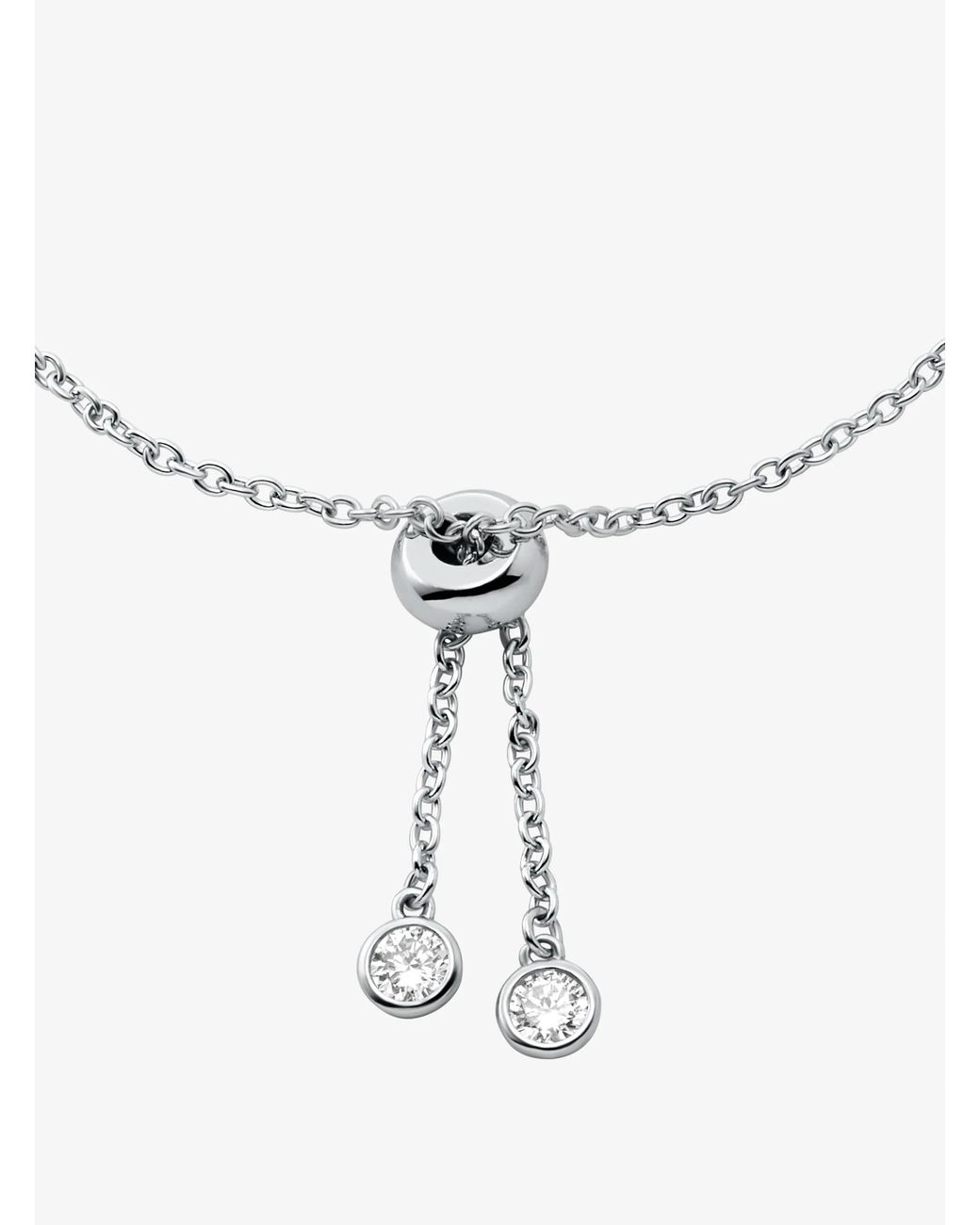 Michael Kors White Mk Precious Metal-Plated Sterling Bezel Slider Bracelet