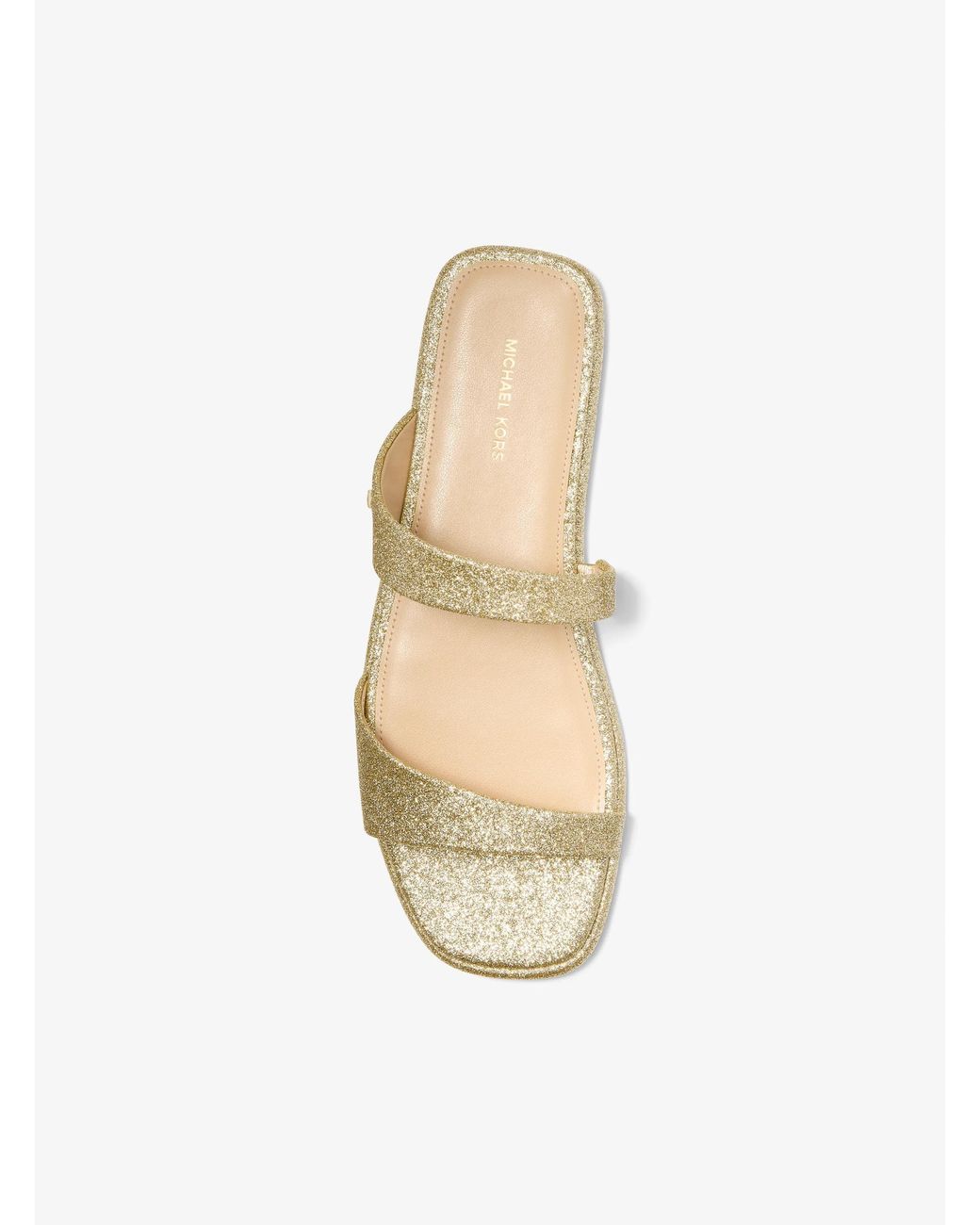 MICHAEL Michael Kors Natural Mk Jaida Glitter Embellished Leather Sandal