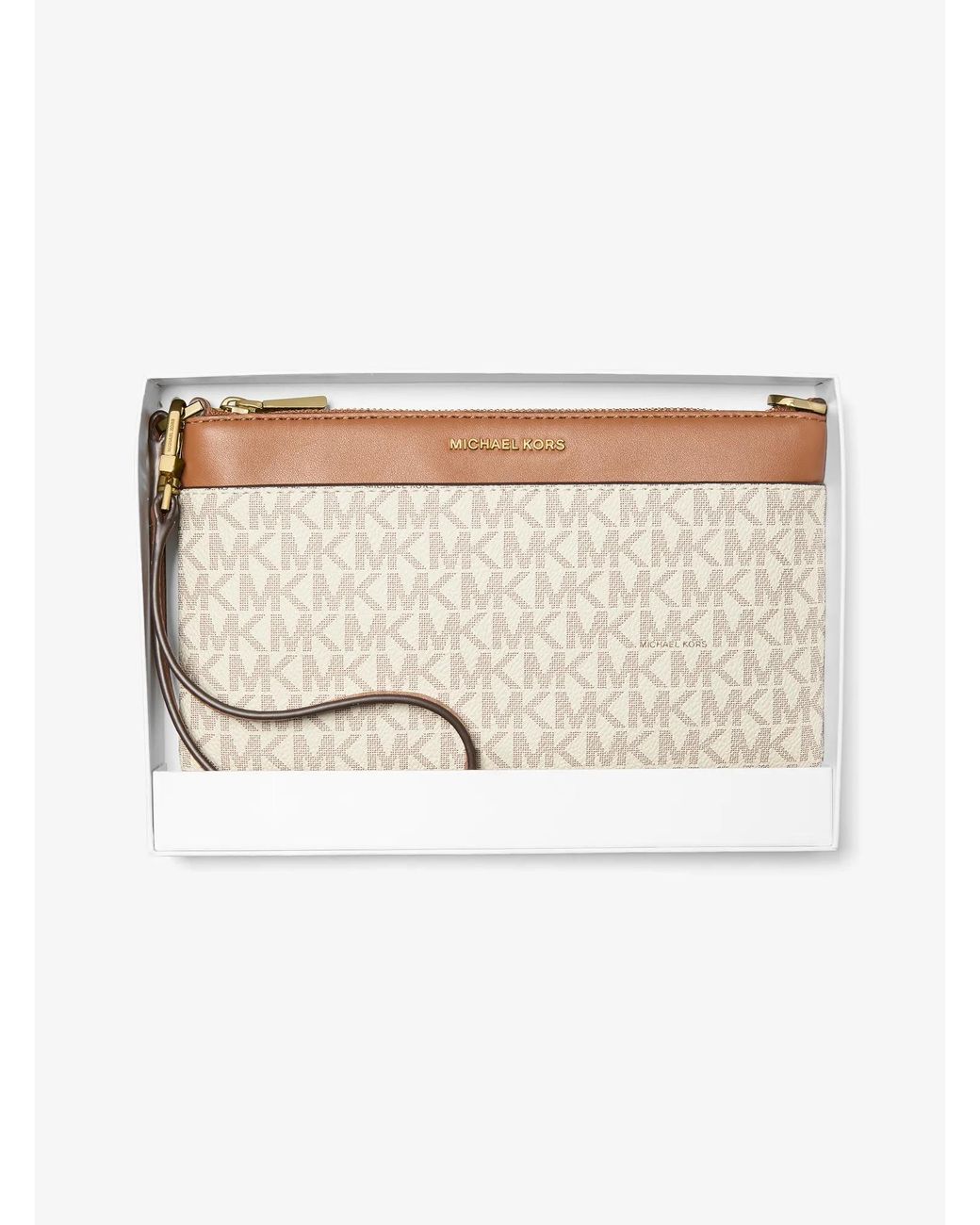 MICHAEL Michael Kors Gray Michael Kors Jet Set Medium Signature Logo Wristlet