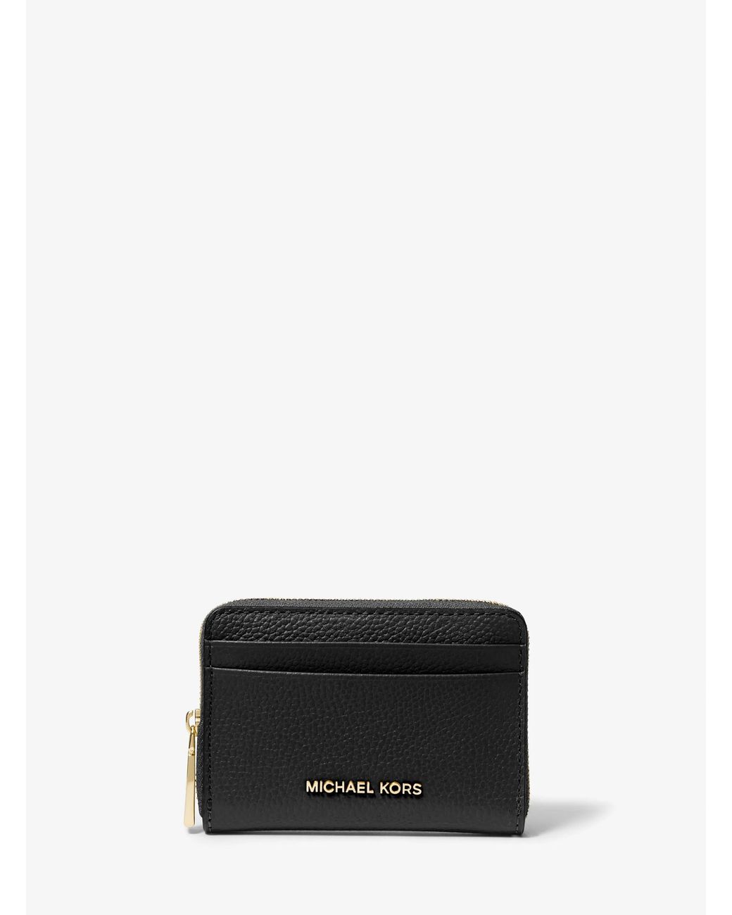 MICHAEL Michael Kors White Mk Jet Set Small Pebbled Leather Zip-Around Card Case