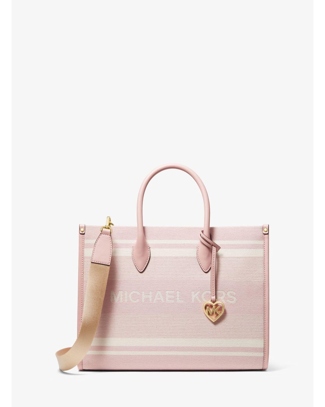Michael Kors Mirella Medium Striped Cotton Canvas Tote Bag Lyst