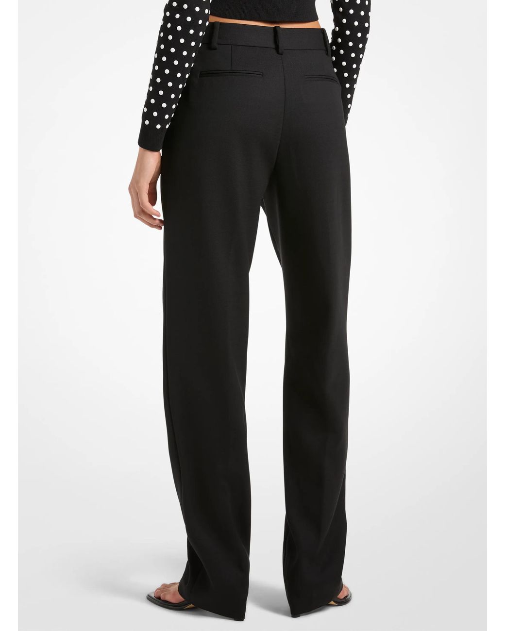 MICHAEL Michael Kors Black Mk Pleated Stretch Wool Blend Twill Trousers