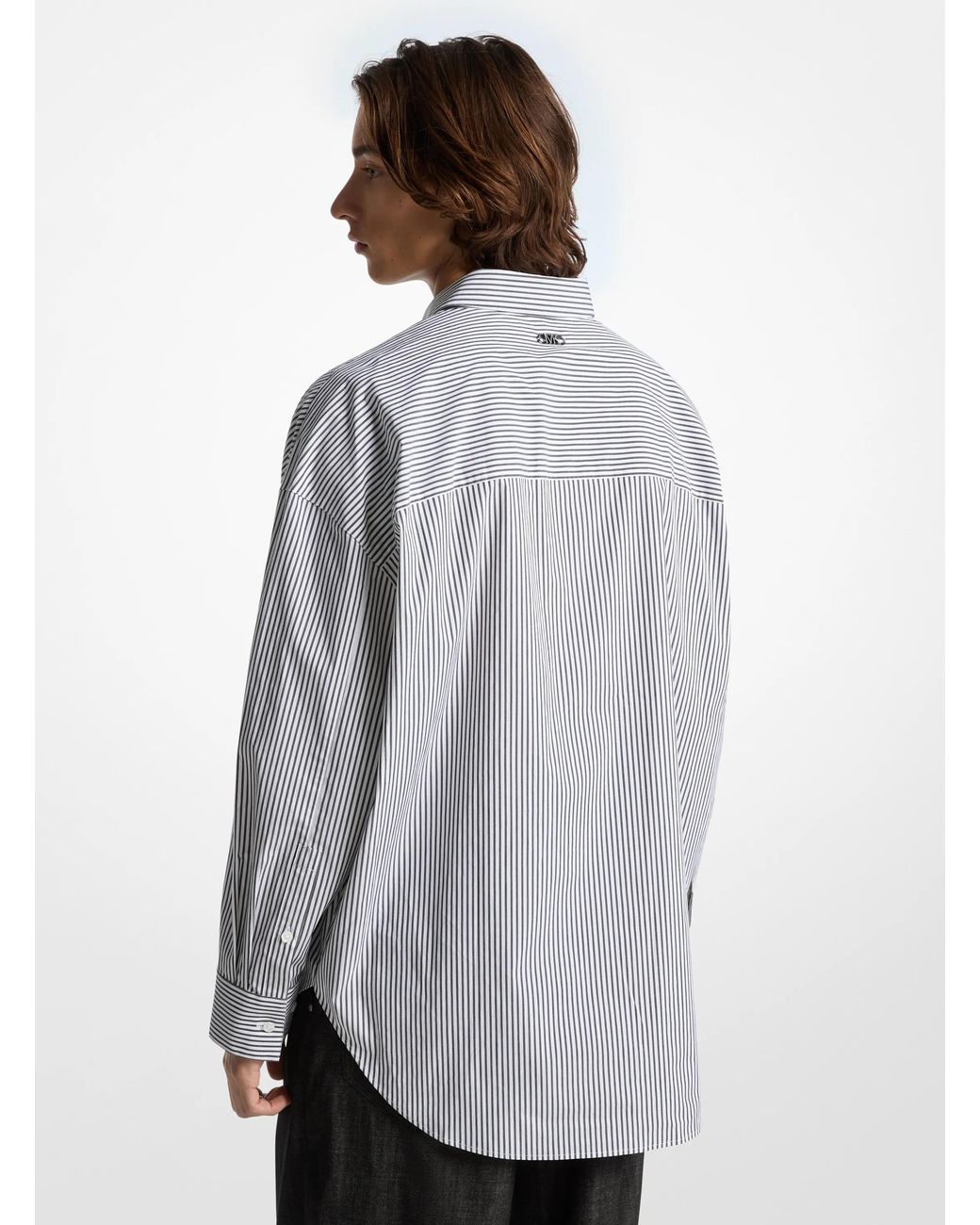 Michael Kors Gray Mk Oversized Striped Stretch Cotton Poplin Shirt for men