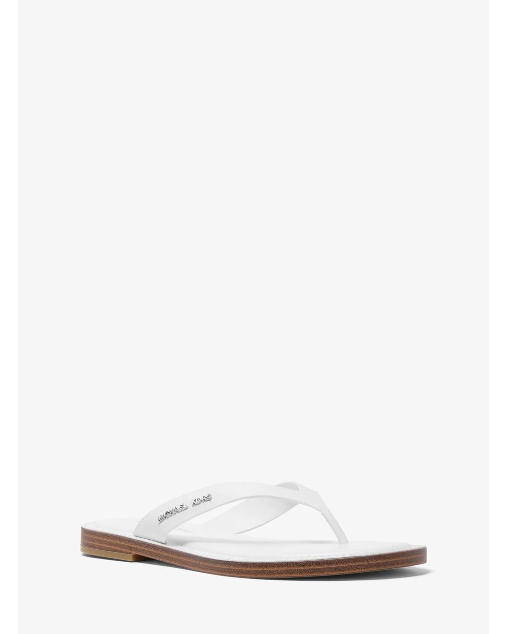 MICHAEL Michael Kors White Mk Koko Leather Flip Flop