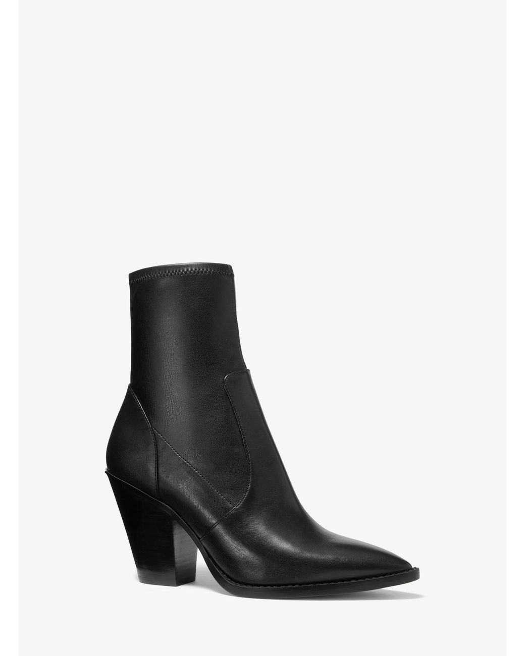 Michael Kors Dover Leather Ankle Boot in Black | Lyst