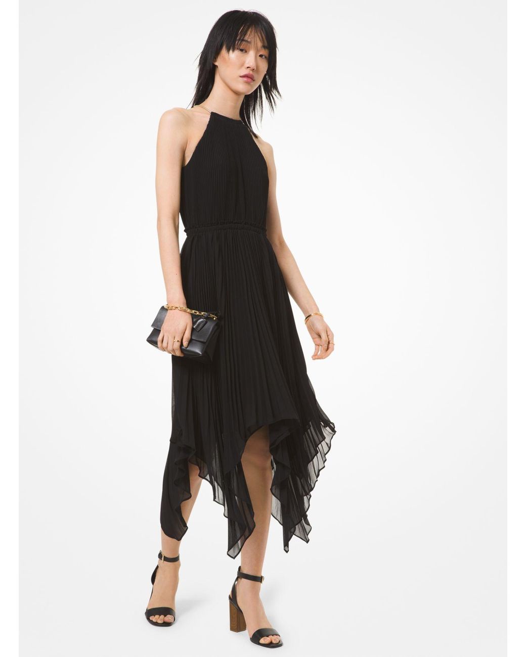 Michael Kors Pleated Halter Dress in Black Lyst