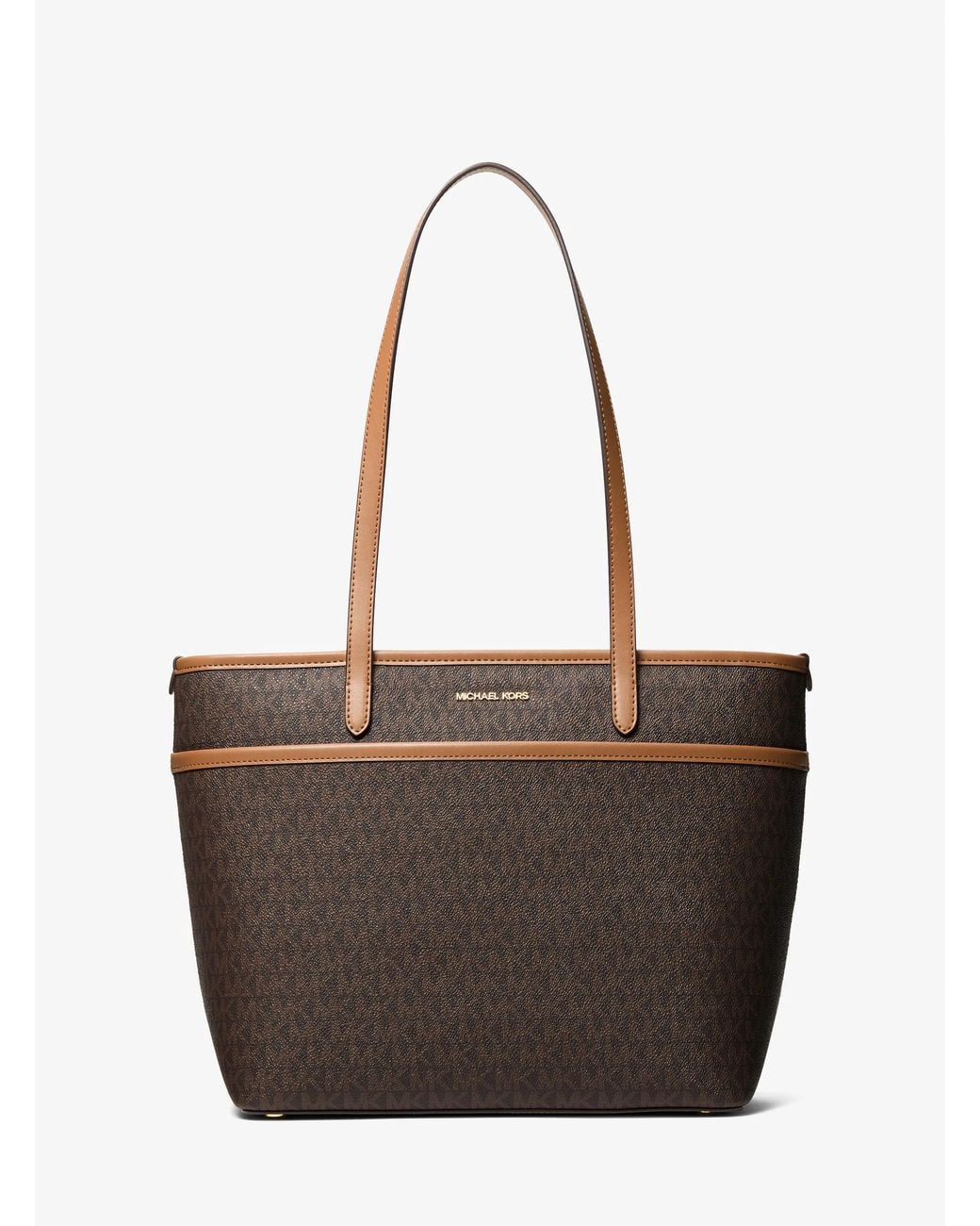 MICHAEL Michael Kors Brown Mk Marlowe Medium Signature Logo Pocket Tote Bag