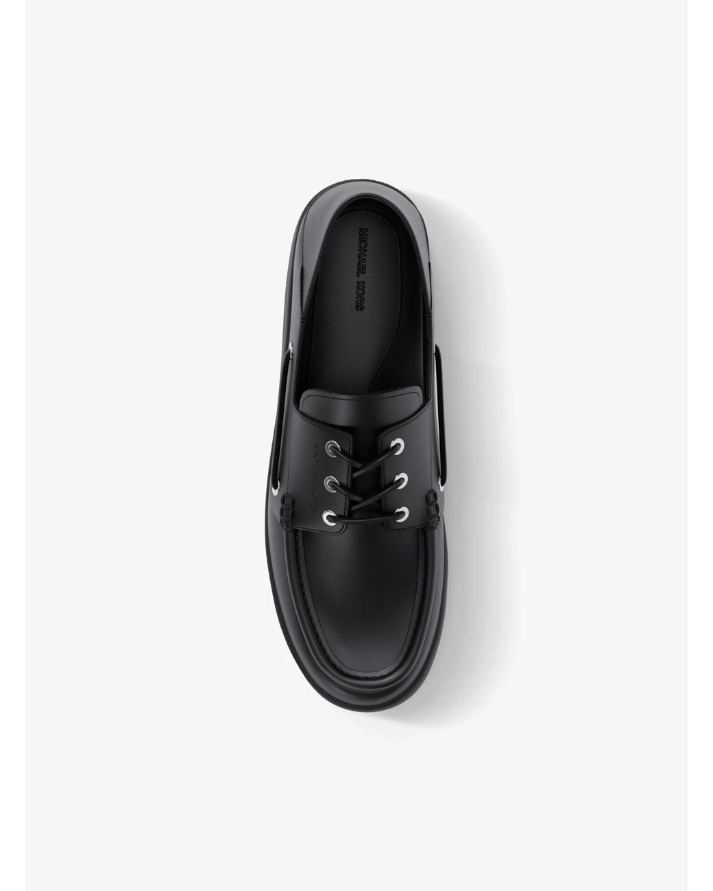 Michael Kors Black Mk Aiden Leather Boat Shoes for men