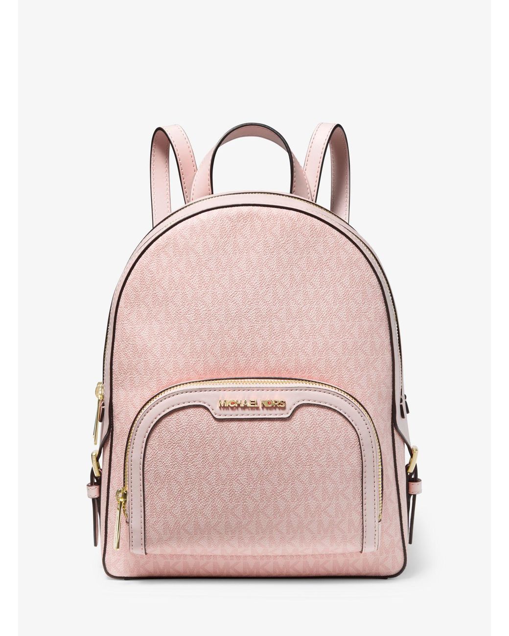 Michael Kors Leather Jaycee Medium Logo Backpack in Dark Powder Blush