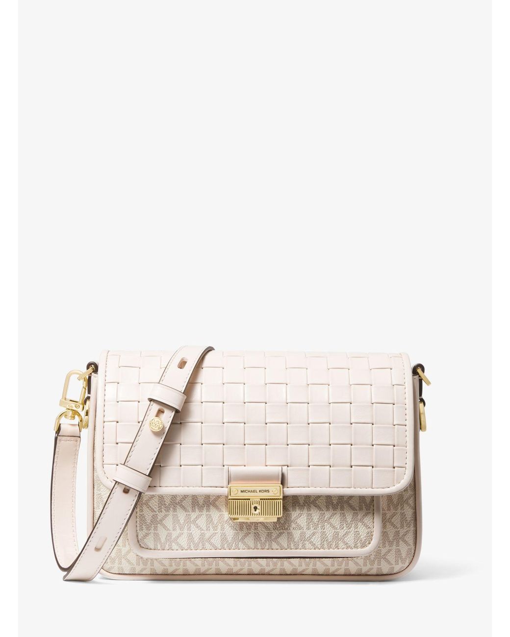 Michael Kors Bradshaw Medium Logo And Woven Leather Messenger Bag Lyst UK