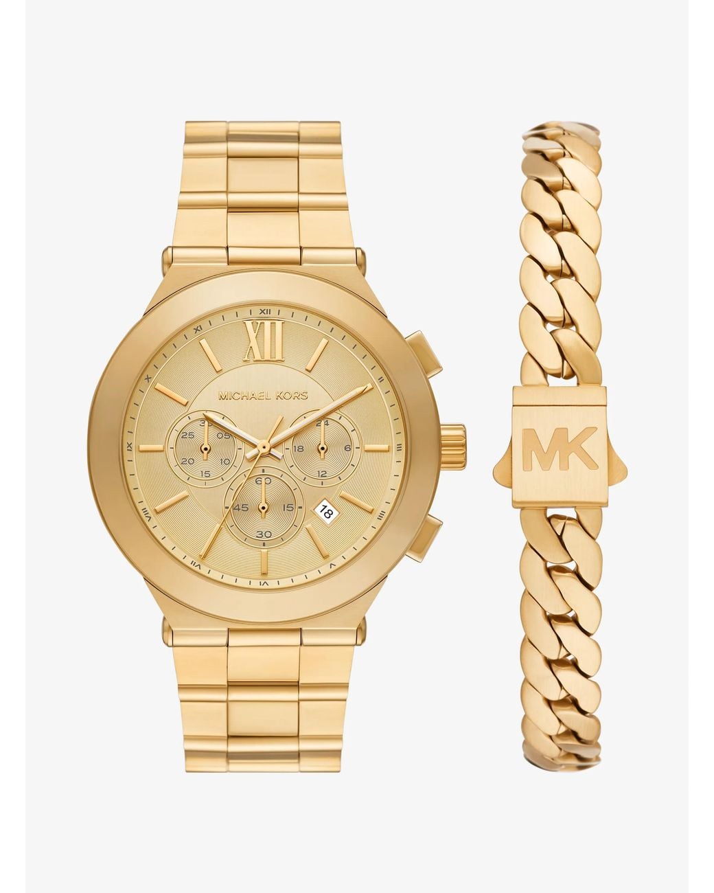 Michael Kors Metallic Oversized Billie-Tone Watch And Bracelet Gift Set