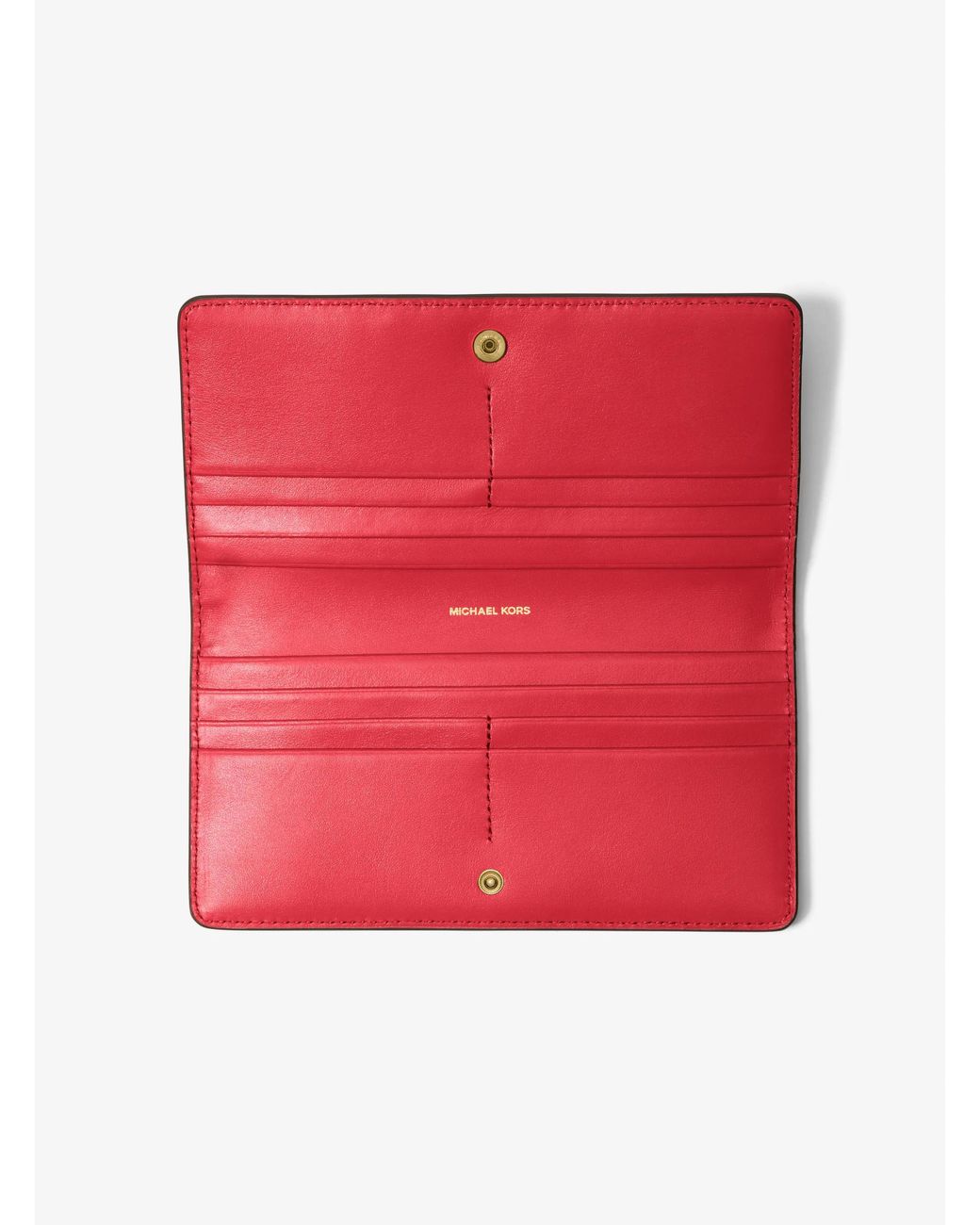 MICHAEL Michael Kors Red Mk Bryant Large Pebbled Leather Snap-Front Wallet
