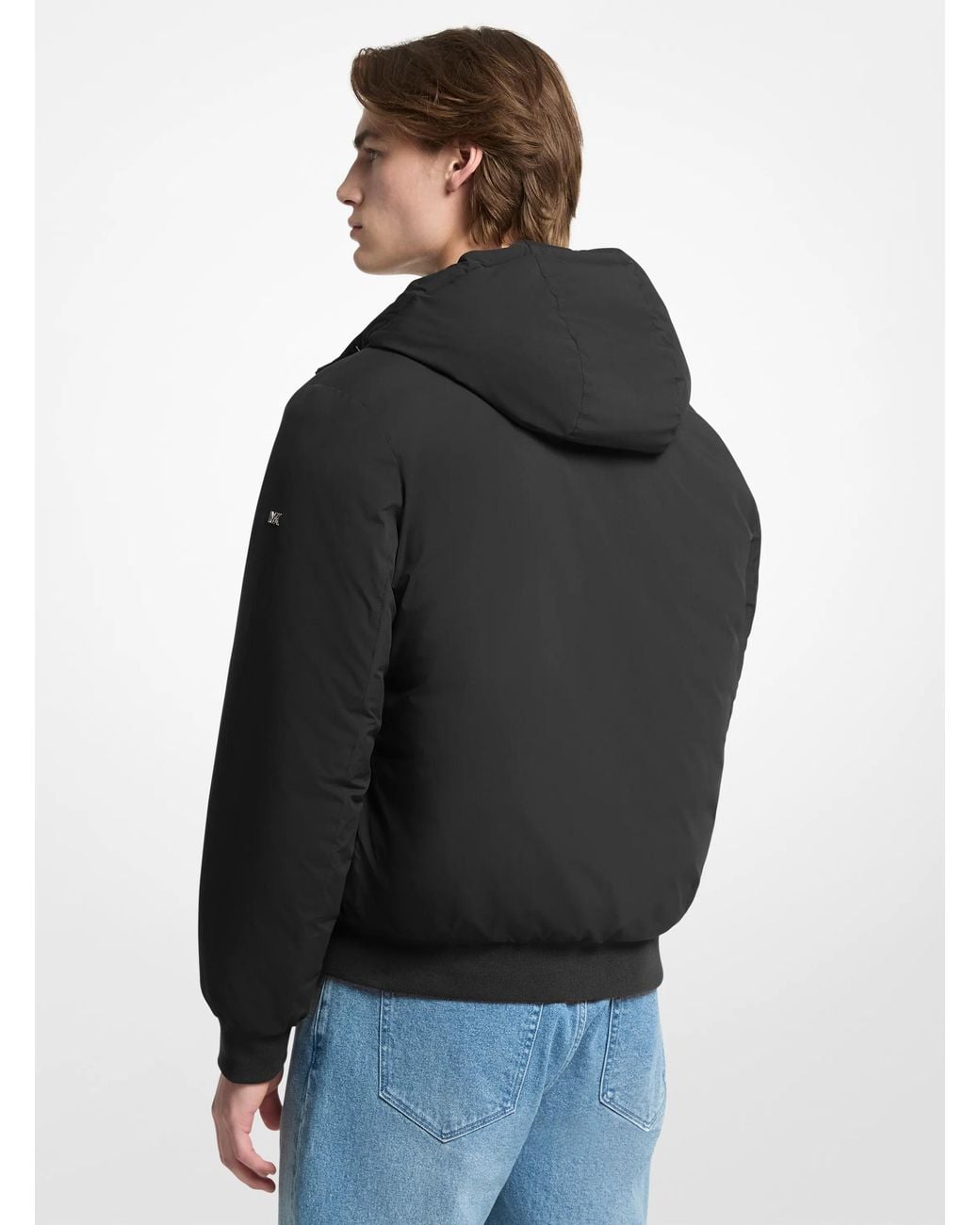 Michael Kors Black Mk Brunson Nylon Hooded Bomber Jacket for men