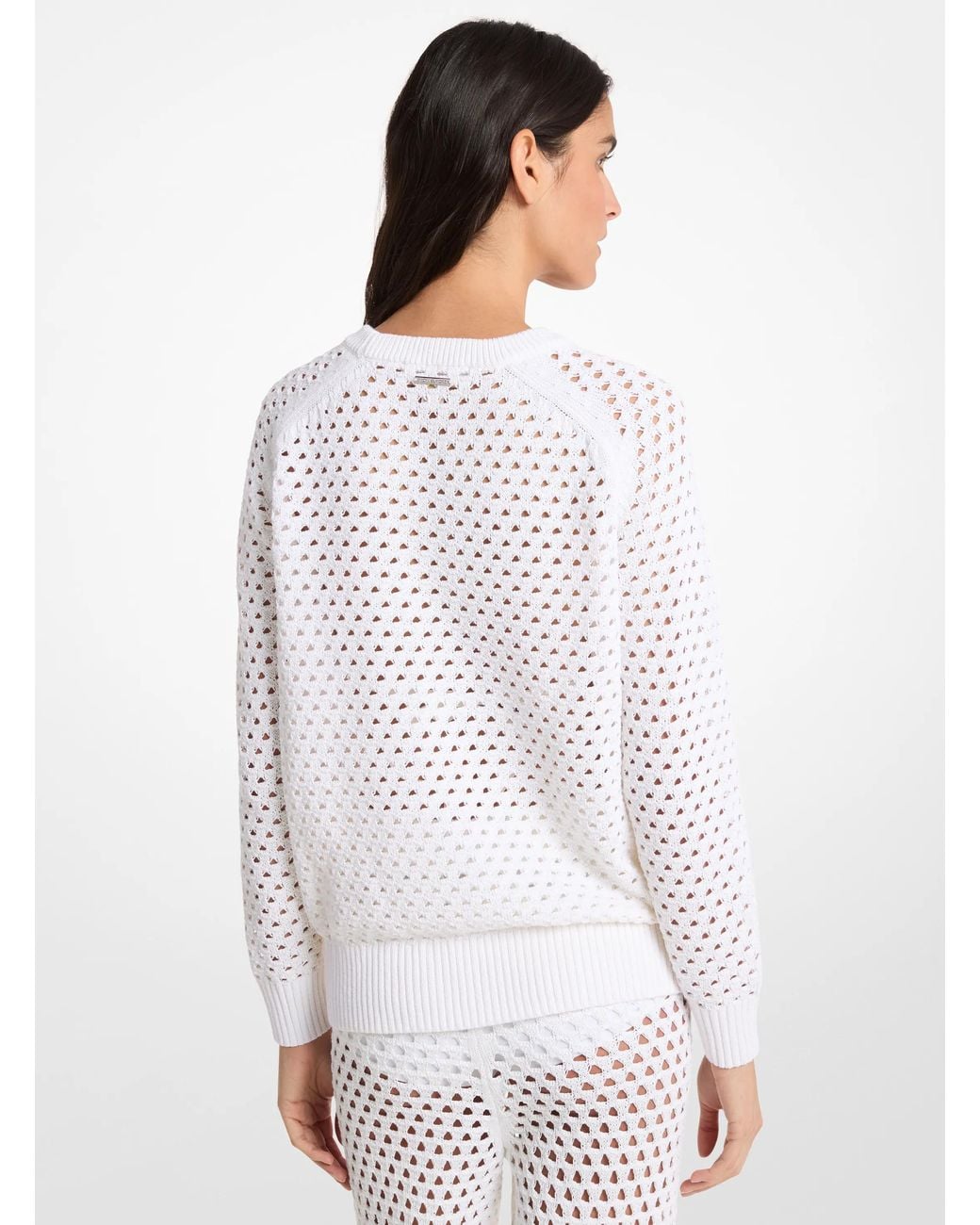 MICHAEL Michael Kors White Mk Open-Knit Stretch Cotton Jumper