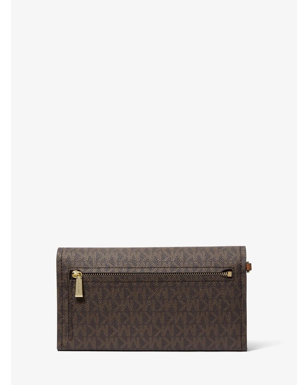 MICHAEL Michael Kors Gray Michael Kors Jet Set Medium Signature Logo Smartphone Wristlet