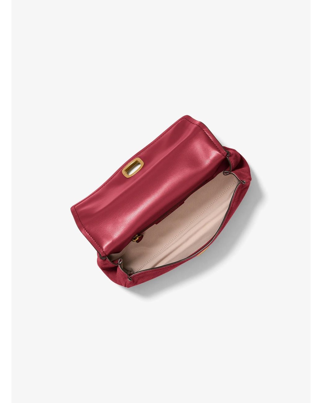 MICHAEL Michael Kors Red Bryant Small Suede Convertible Shoulder Bag