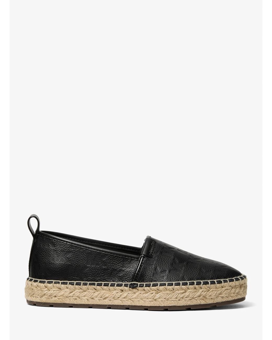 Michael Kors Black Mk Elias Logo Embossed Leather Espadrille for men