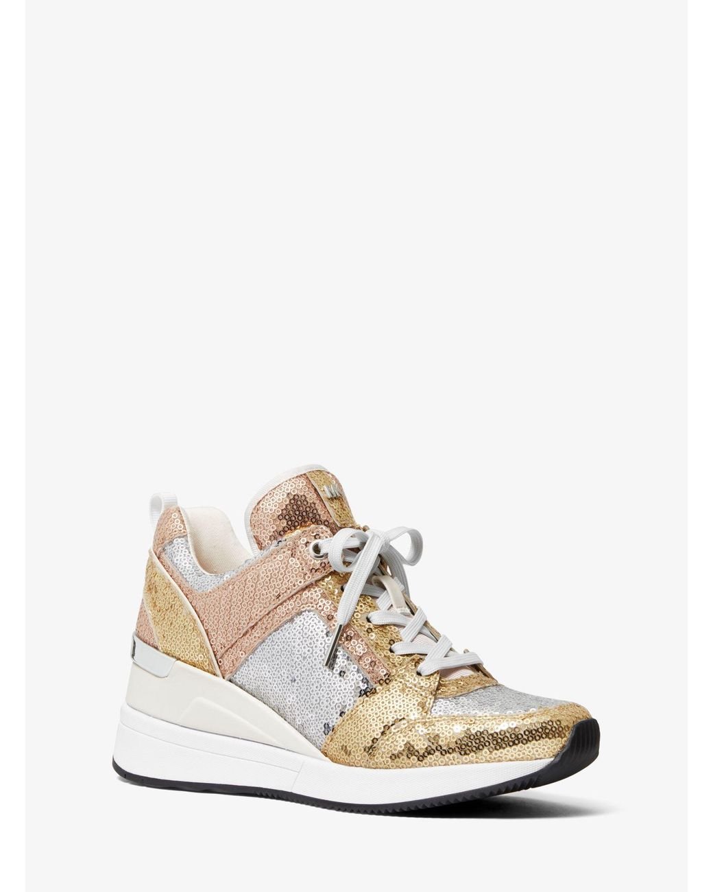 michael michael kors georgie leather and canvas trainer