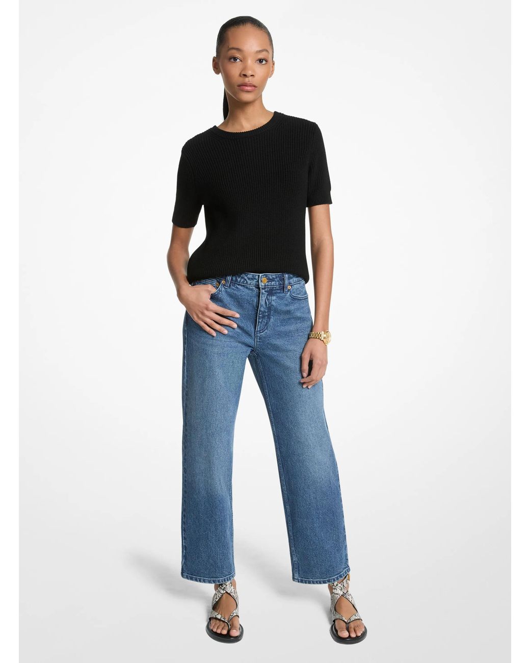 MICHAEL Michael Kors Blue Mk Straight-Leg Stretch Denim Jean