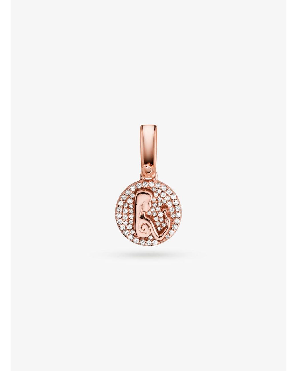 LA BLINGZ 10K Rose Gold Open Design Gemini Zodiac Charm Necklace