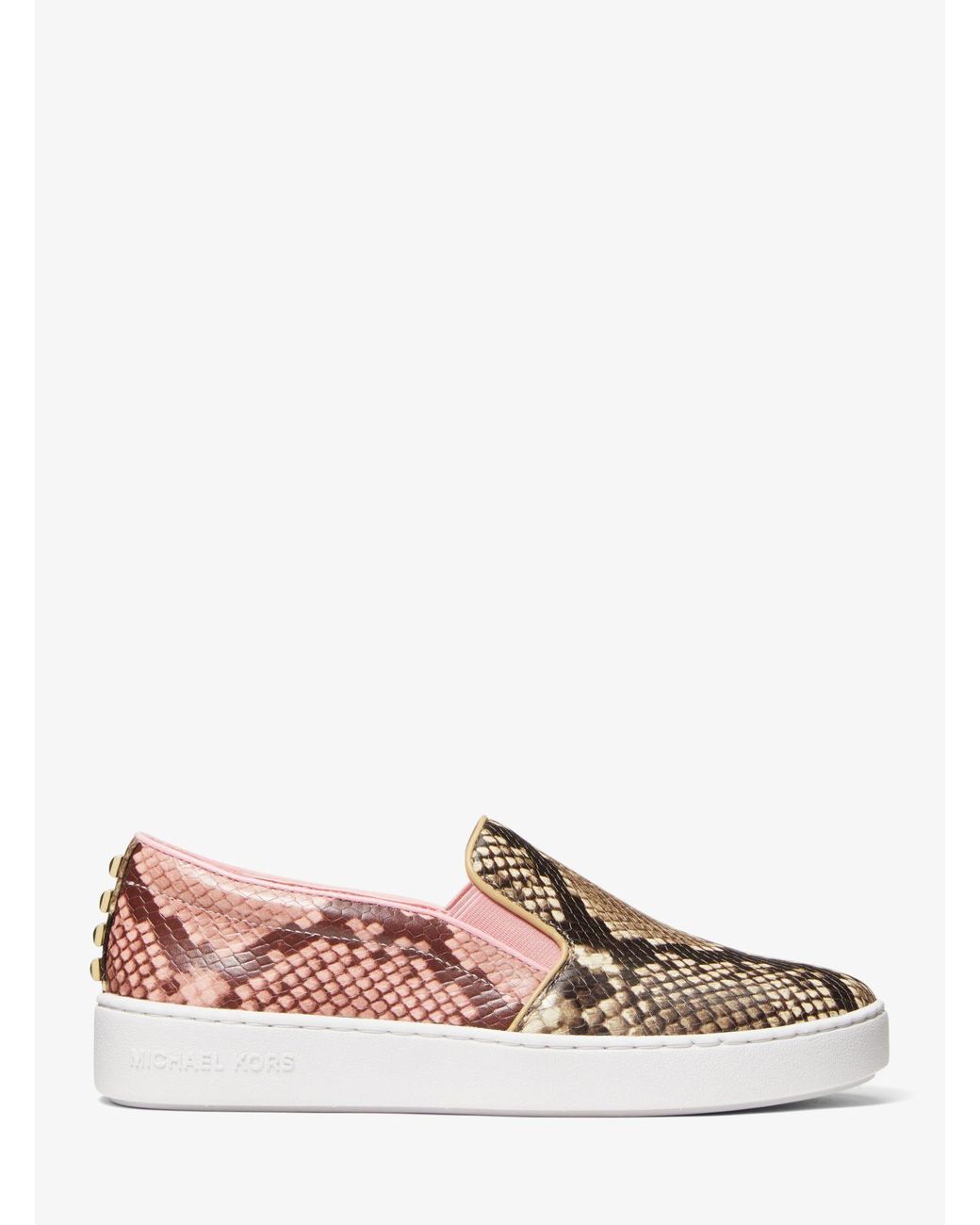 Michael Kors Keaton Studded Two-tone Python Embossed Leather Slip-on  Sneaker in Shell Pink (Pink) - Lyst