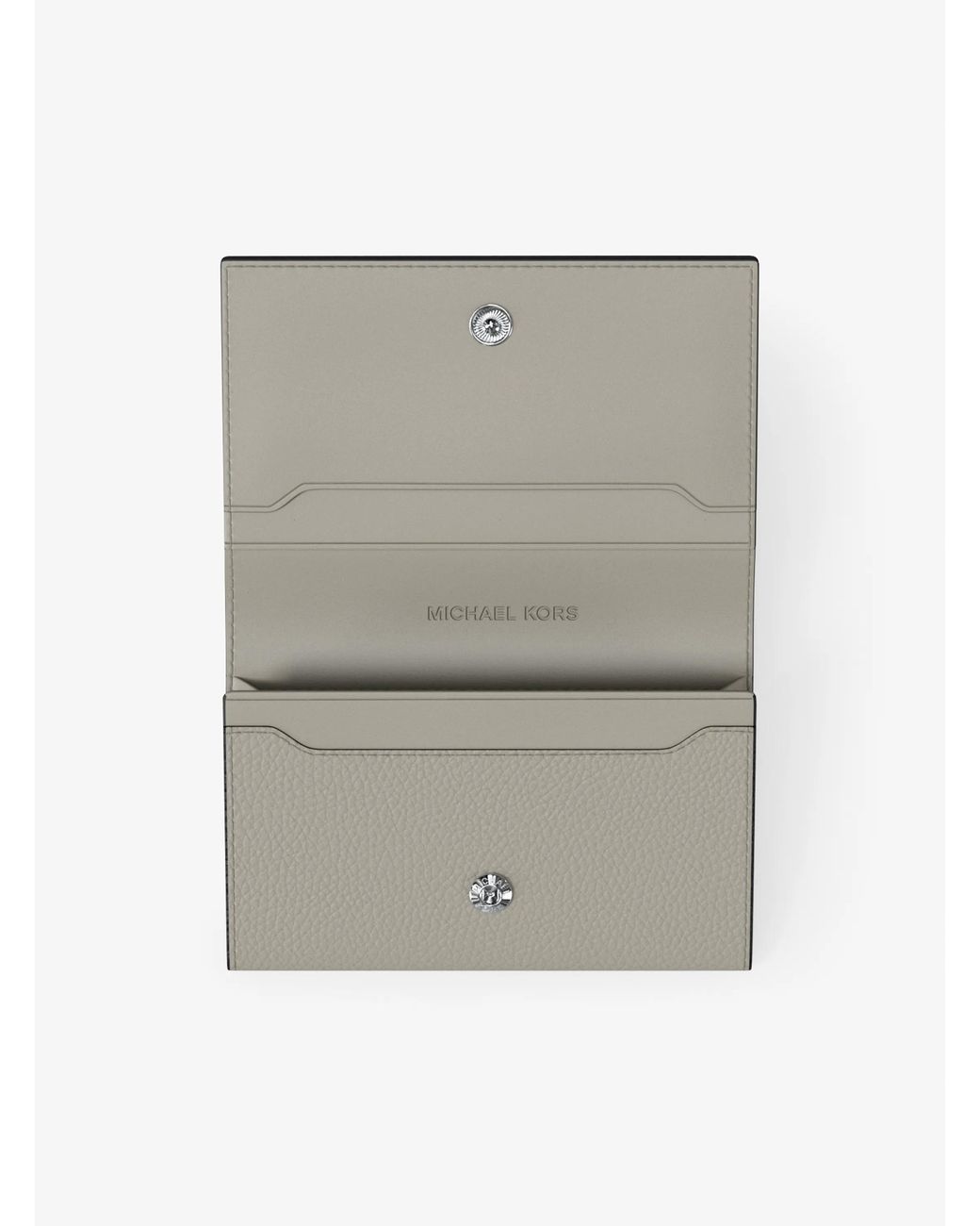 Michael Kors Gray Hudson Pebbled Leather Card Case for men