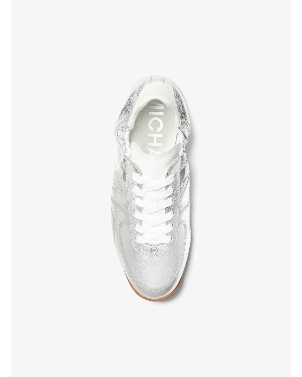 MICHAEL Michael Kors White Mk Colt Metallic Leather Trainer